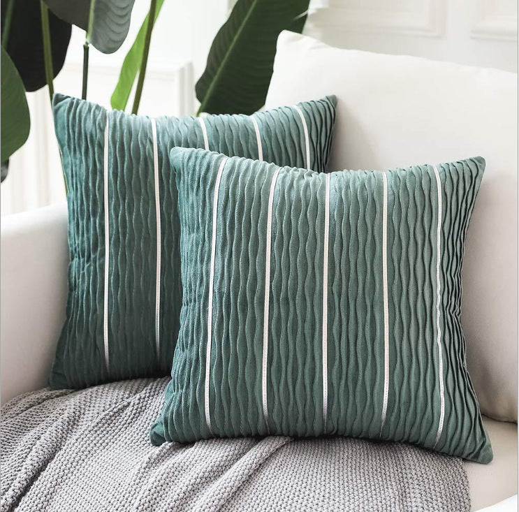 Simple Luxury Striped Velvet Pillow Cover