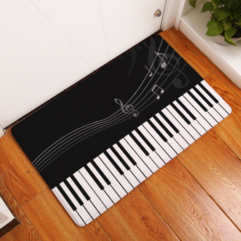 Flannel Piano Key Floor Mat