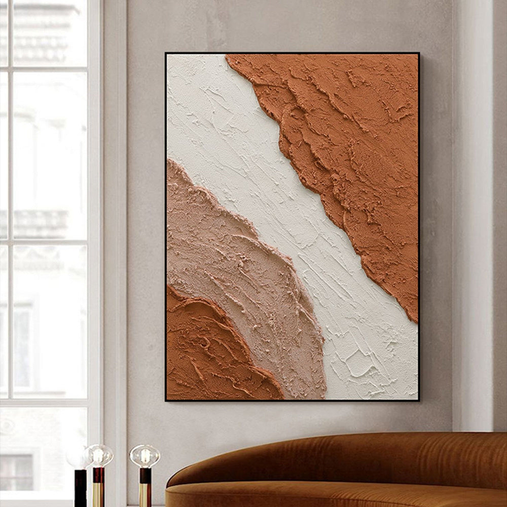 Textured Blush White & Brown Acrylic Wall Decor