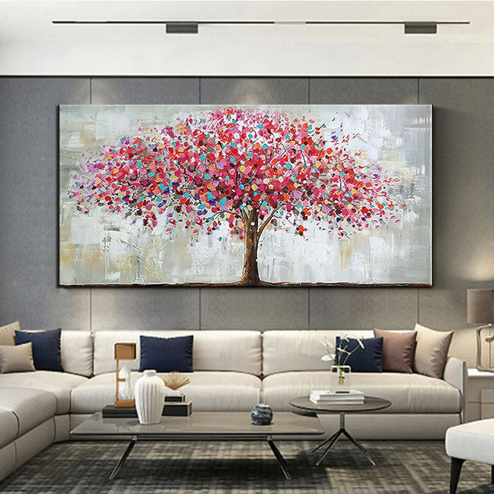 Tree Pink Abstract Hand Painted Wall Decor