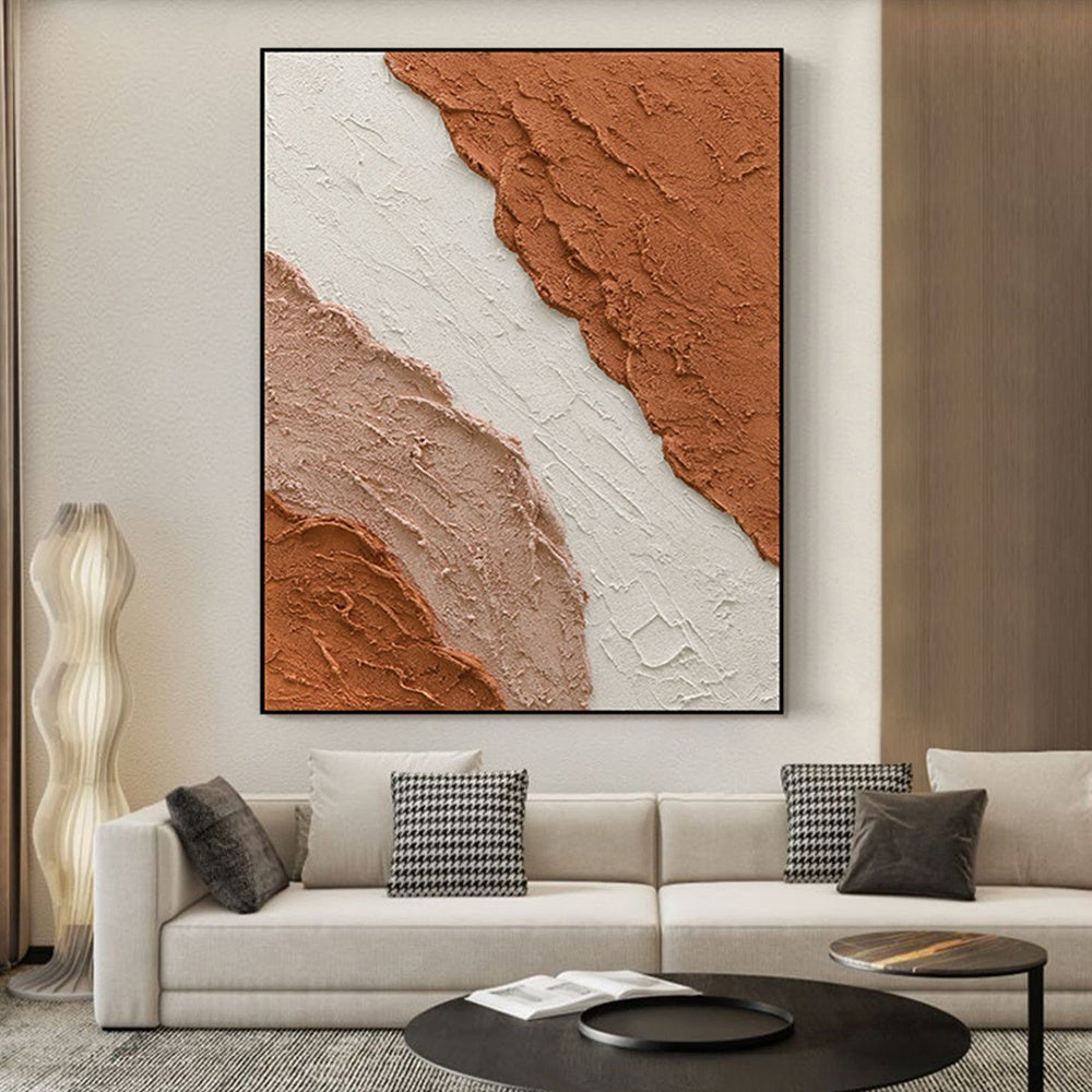 Textured Blush White & Brown Acrylic Wall Decor