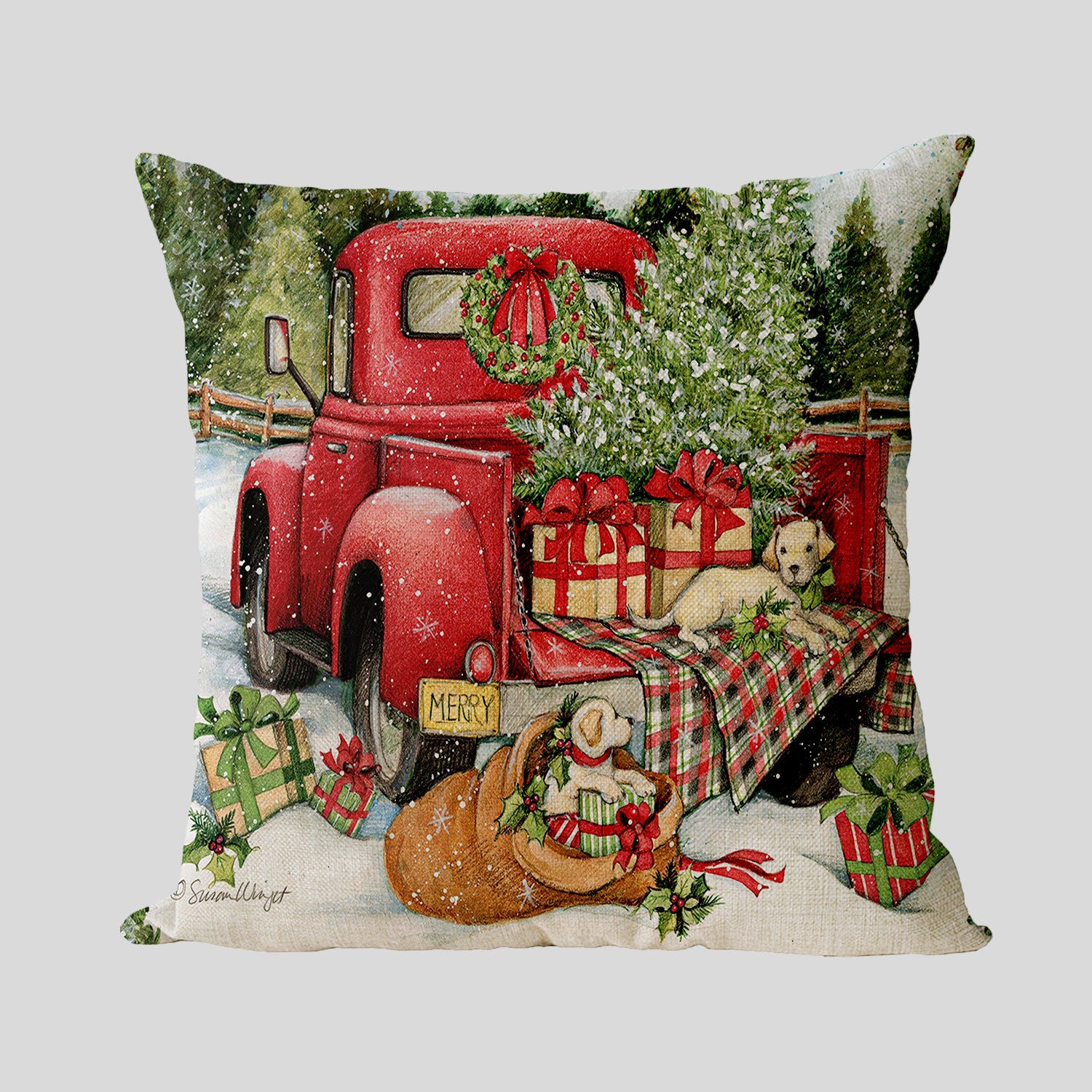 New Year Christmas Series Linen Pillowcase