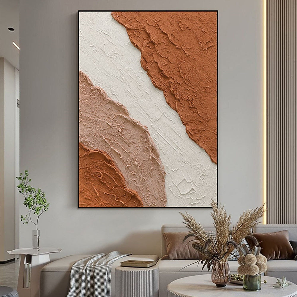 Textured Blush White & Brown Acrylic Wall Decor